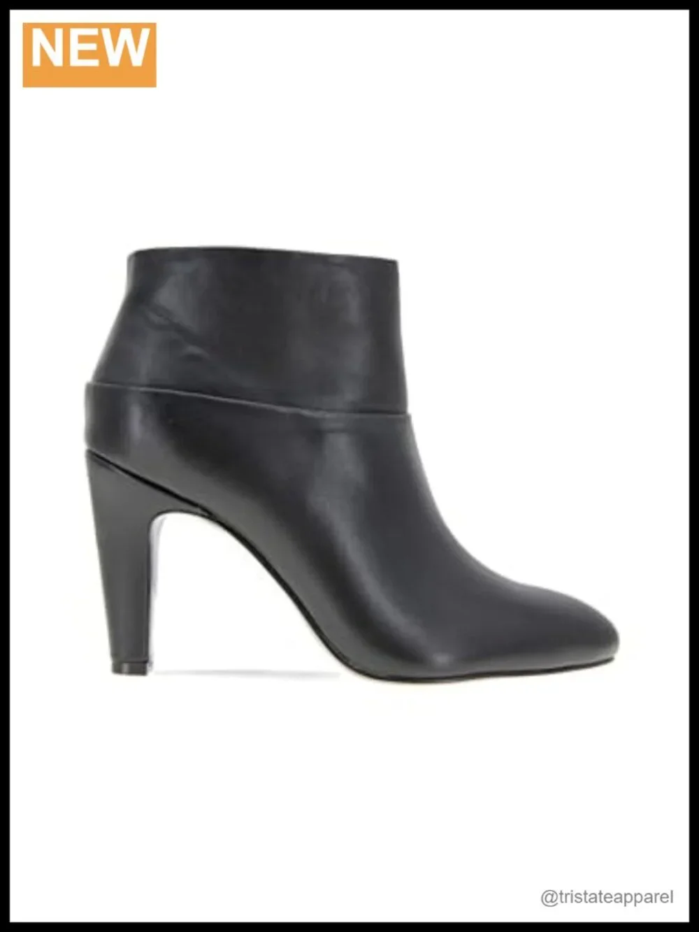 Faux Leather Ankle Bootie with Stiletto Heel, Almond Toe, Zip Closure